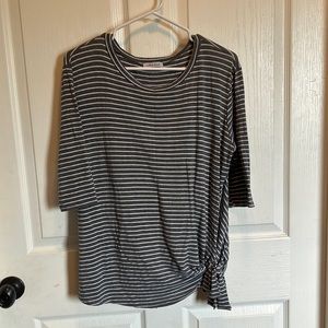 Gray and white striped shirt